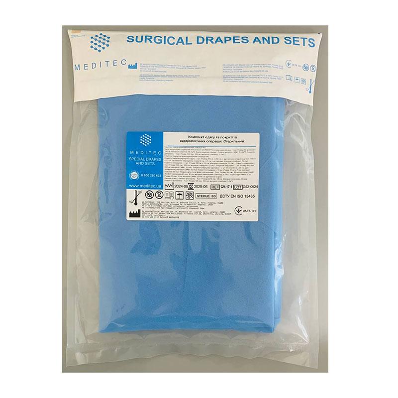 CV-17-1 Комплект одягу та покриттів кардіологічних операцій. CV.17.1 Стерильний. «Meditec®»